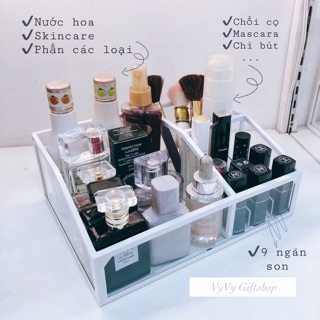 Khay mix viền kim loại trắng đen đựng mỹ phẩm son phấn nước hoa