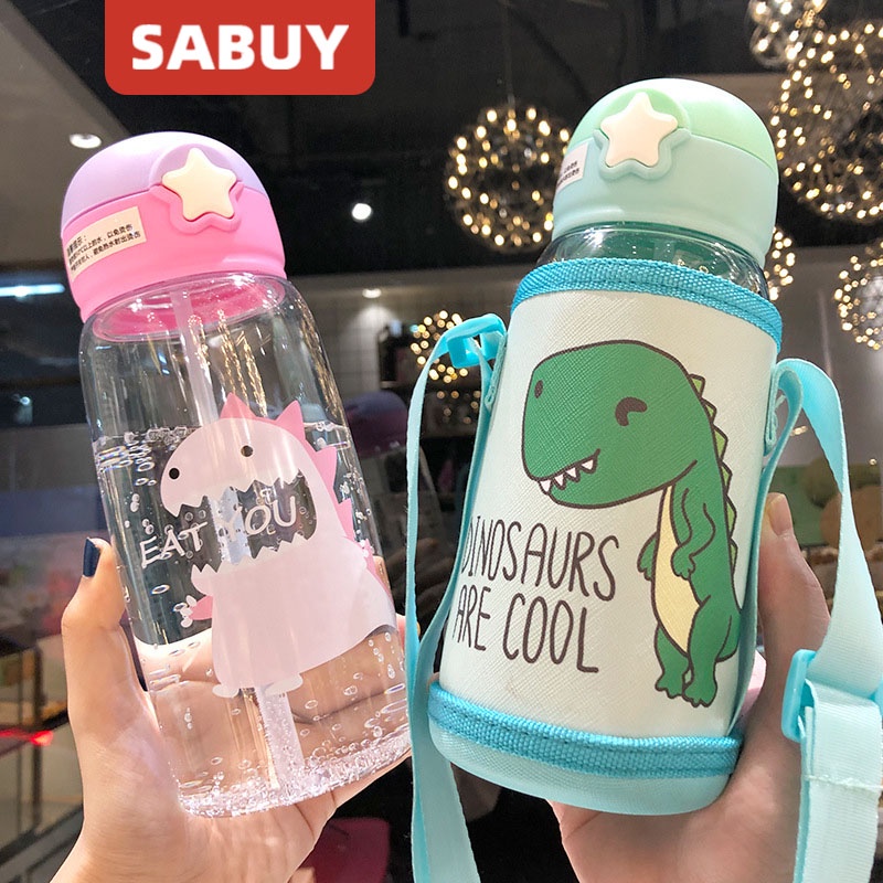 Bình Đựng Nước In Hình Khủng Long Hoạt Hình Dễ Thương Thấm Hút Tốt Chống Rơi Cho Bé