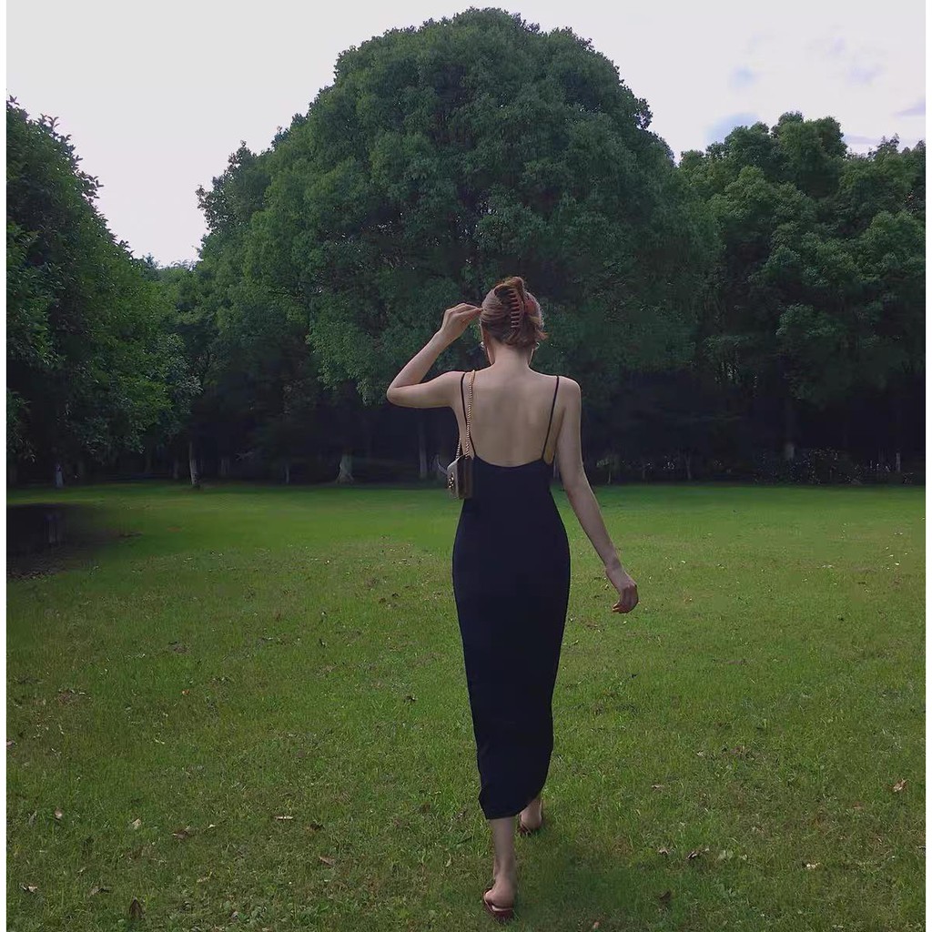 [Mã SKAMA06 giảm 8% tối đa 50K đơn 250K] ĐẦM MAXI ĐEN HỞ LƯNG | BigBuy360 - bigbuy360.vn