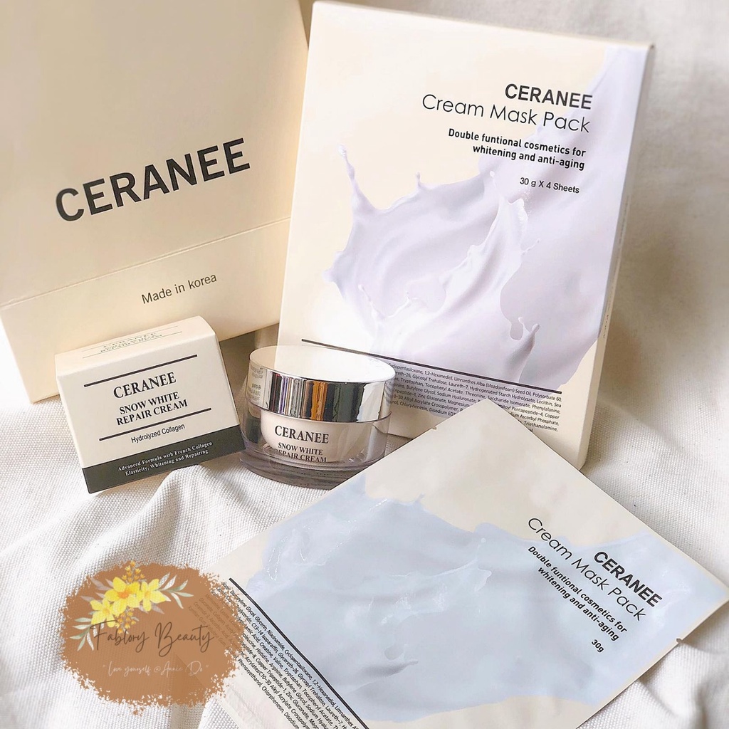 Mặt nạ CERANEE dạng kem cô đặc từ nước dừa tươi, cấp ẩm dưỡng trắng, phục hồi da nhanh chóng giúp da căng bóng mềm mượt