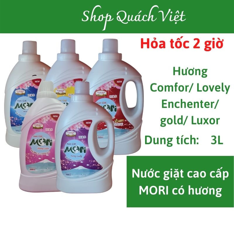 Nước giặt mori có hương Lovely, luxor, Godl plus extra, can 3L