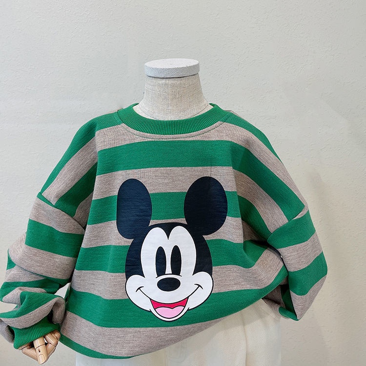Áo Hoodie Kẻ Sọc In Hình Chuột Mickey Thời Trang Hàn Quốc Mới Cho Bé