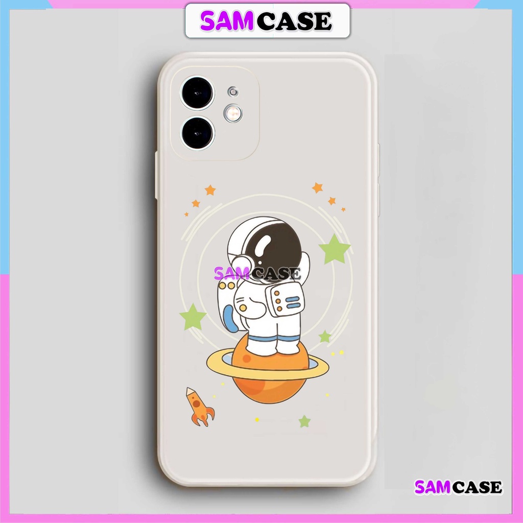 Ốp lưng iPhone Phi hành gia Cute cạnh viền vuông silicon mềm dẻo cho iphone 6/6s/7/8/X/XS/XR/11/12/13/14 Pro Plus Maxx