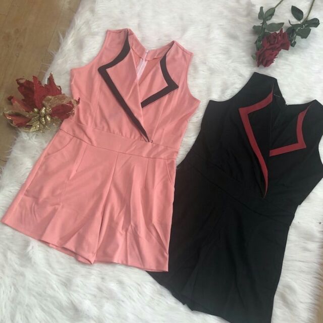 Jump suit cổ bẻ phối viền - Jump suit đùi