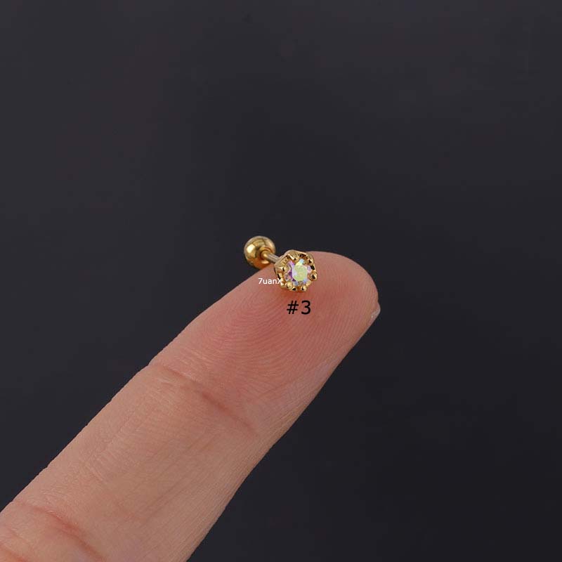 Bông Tai Thép Không Gỉ 6mm Hình Thanh Tạ Thời Trang Cho Nữ