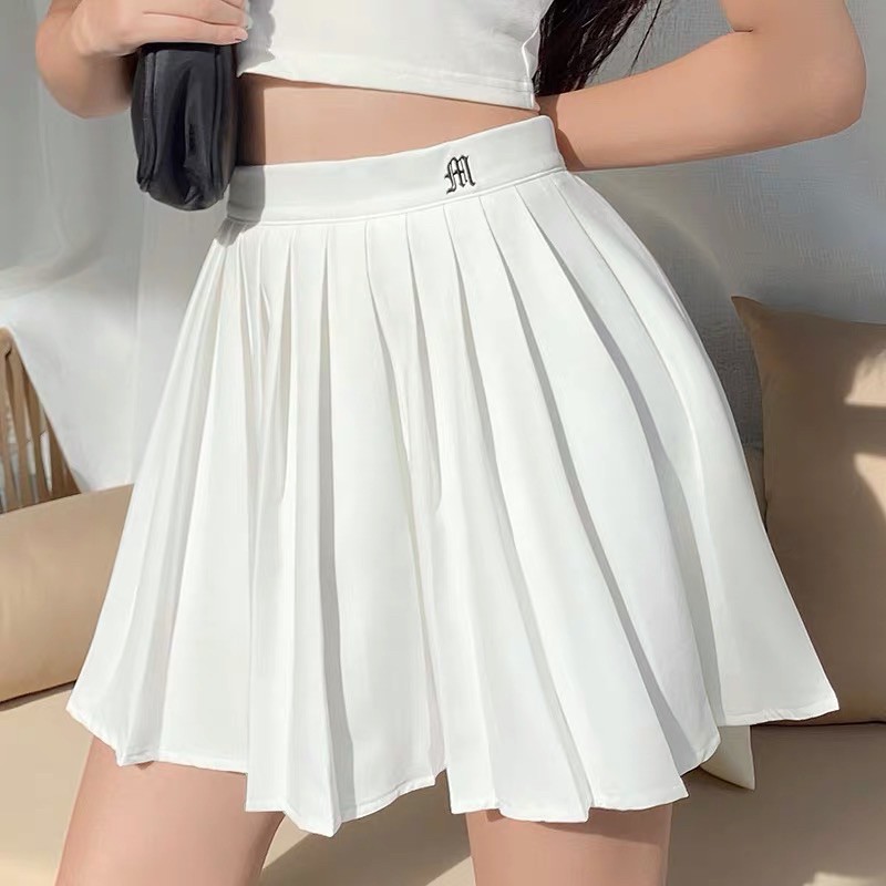 Tennis skirt  Trắng - quần lót bên trong hàng chất lượng cao