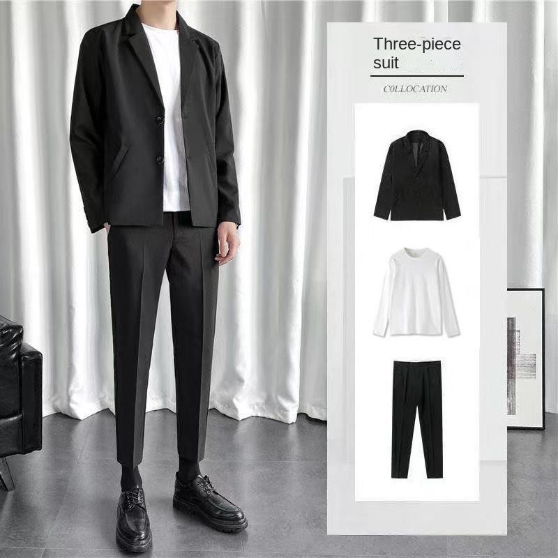 Set áo khoác vest phối quần dài ôm dáng 2/3 món kiểu Hàn Quốc thời trang thu đông cho nam