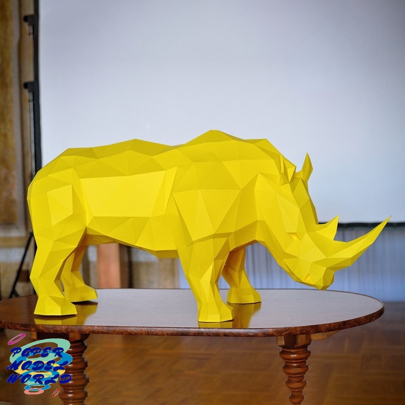 Mô Hình Giấy 3D Hình Tê Giác Trang Trí Tiệc Cưới Độc Đáo