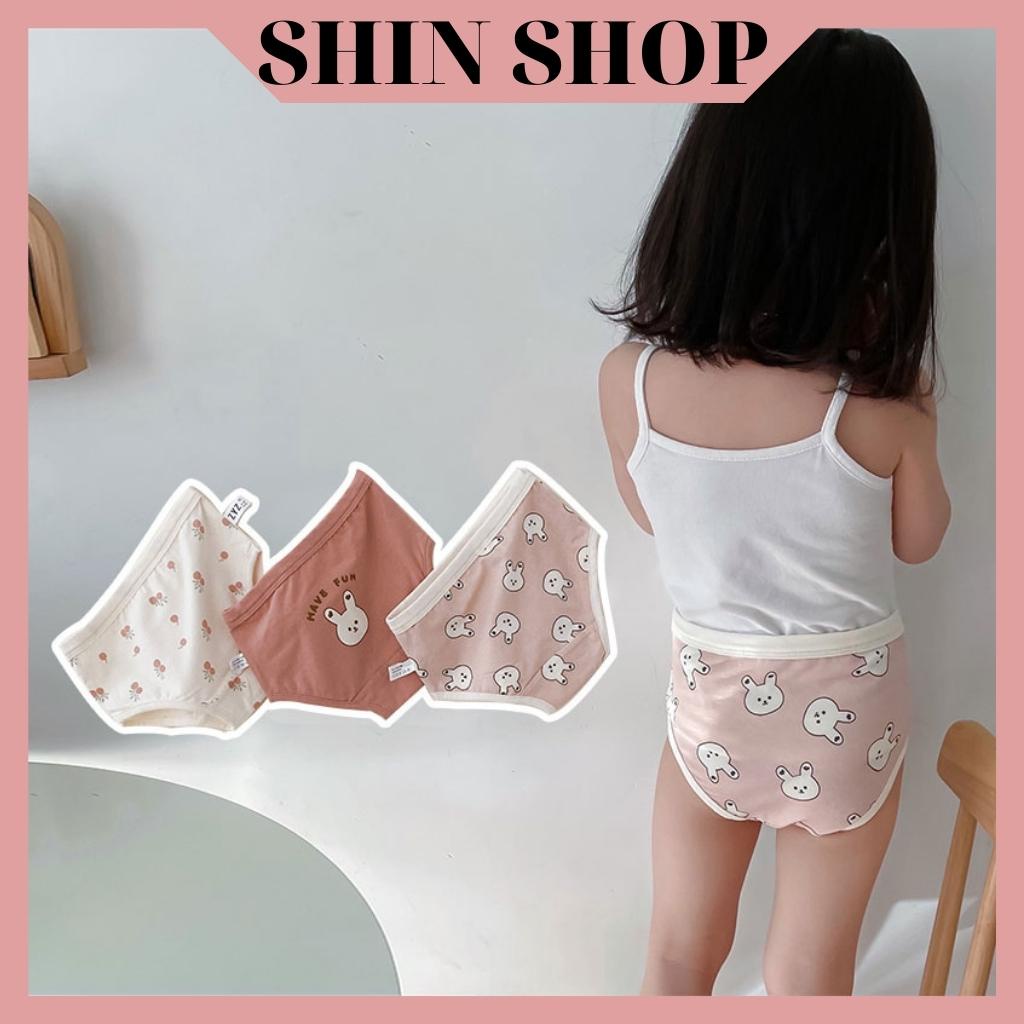 Quần lót cho bé gái set 3 chiếc kháng khuẩn 100% chất cotton hàng xuất khẩu dành cho trẻ em từ 3 -10tuổi Shinshop QA29