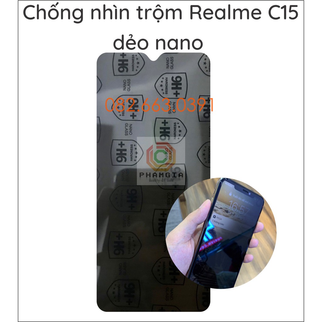 Dán cường lực chống nhìn trộm Realme C15 dẻo nano