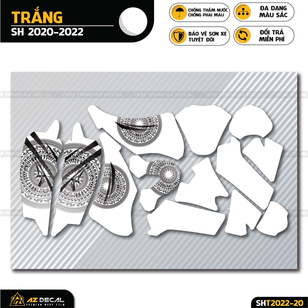 Tem Trùm SH Thiết Kế Trống Đồng | SHT-20 | Decal Dán Xe SH 2017 - 2019 - 2020 - 2021 - 2022 Chống Nước, Bền Màu