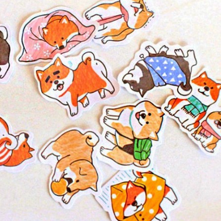 30 Miếng Sticker Chó Shiba Inu & Husky Siêu Dễ Thương