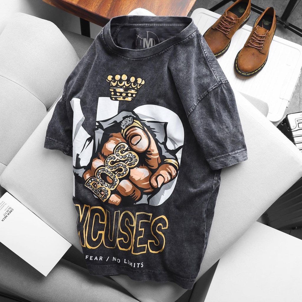 Áo thun tay lỡ EXCUSES TEE phông Unisex nam nữ Cotton oversize form rộng LUNACY | BigBuy360 - bigbuy360.vn