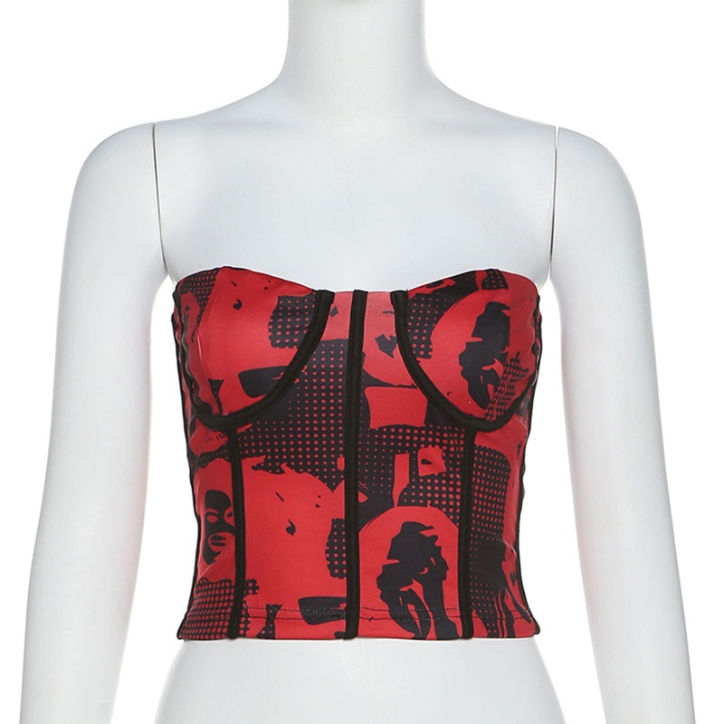 Brroa Áo Ống Lửng Không Dây Gợi Cảm Cho Nữ Họa Tiết Chân Dung Trừu Tượng Bandeau