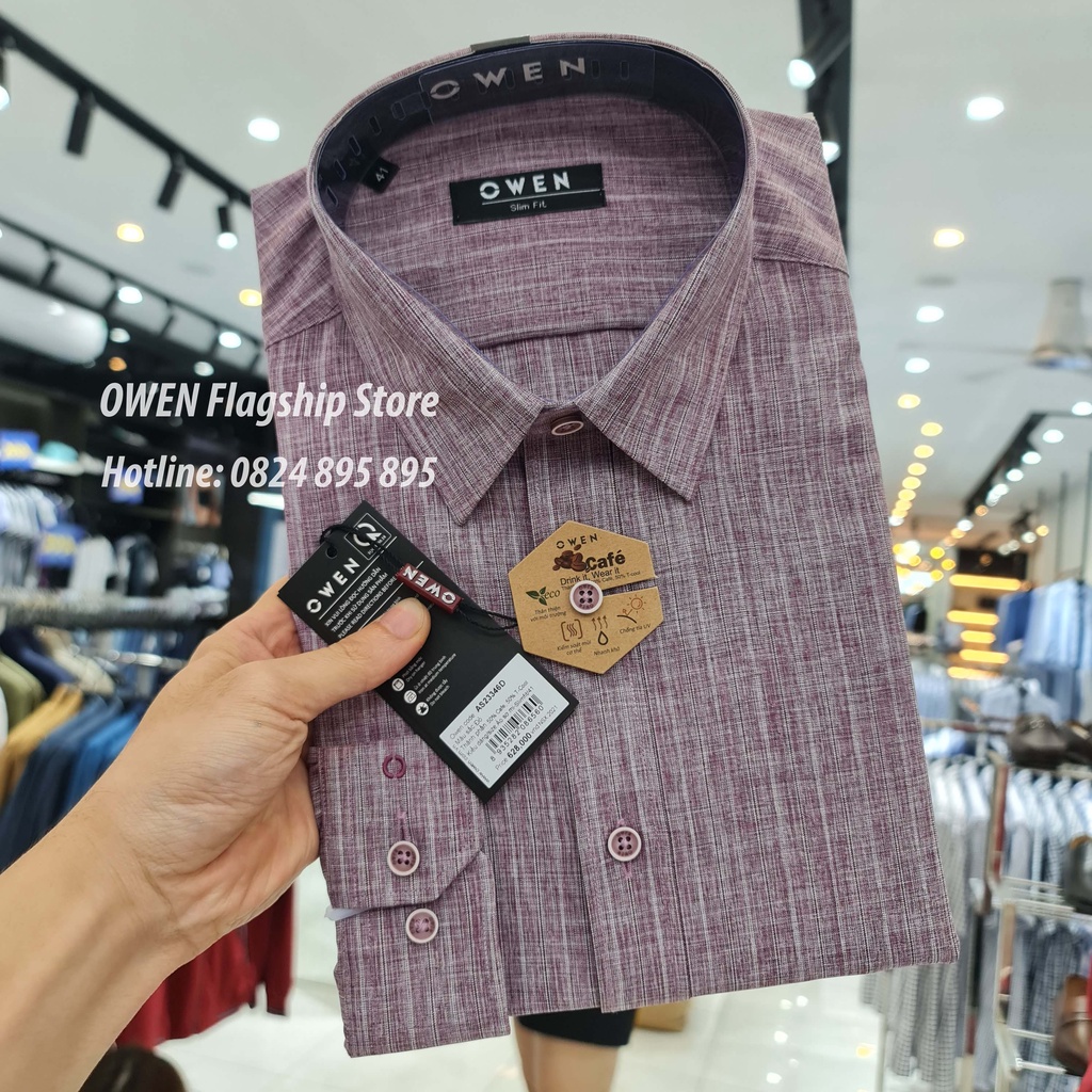 OWEN -  Áo sơ mi nam dài tay dáng SLIMFIT sợi Cafe - Mã AS23346D - OWEN Flagship Store