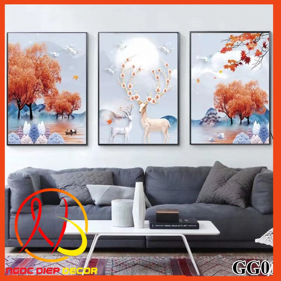 [HOT] 20 Bộ tranh treo tường 3 bức phong cách hiện đại - phong cách Bắc Âu