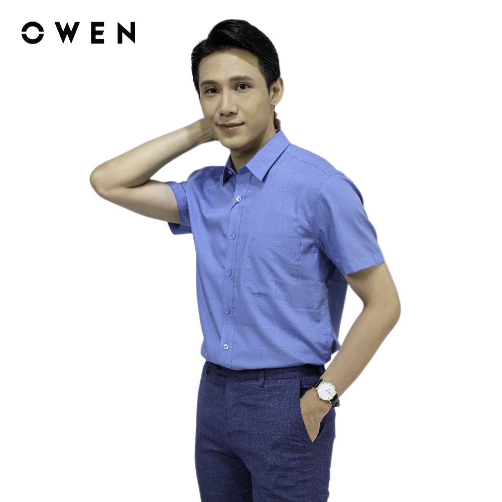 Áo sơ mi ngắn tay Nam Owen Lotus Regular Fit Xanh - AR220088NT