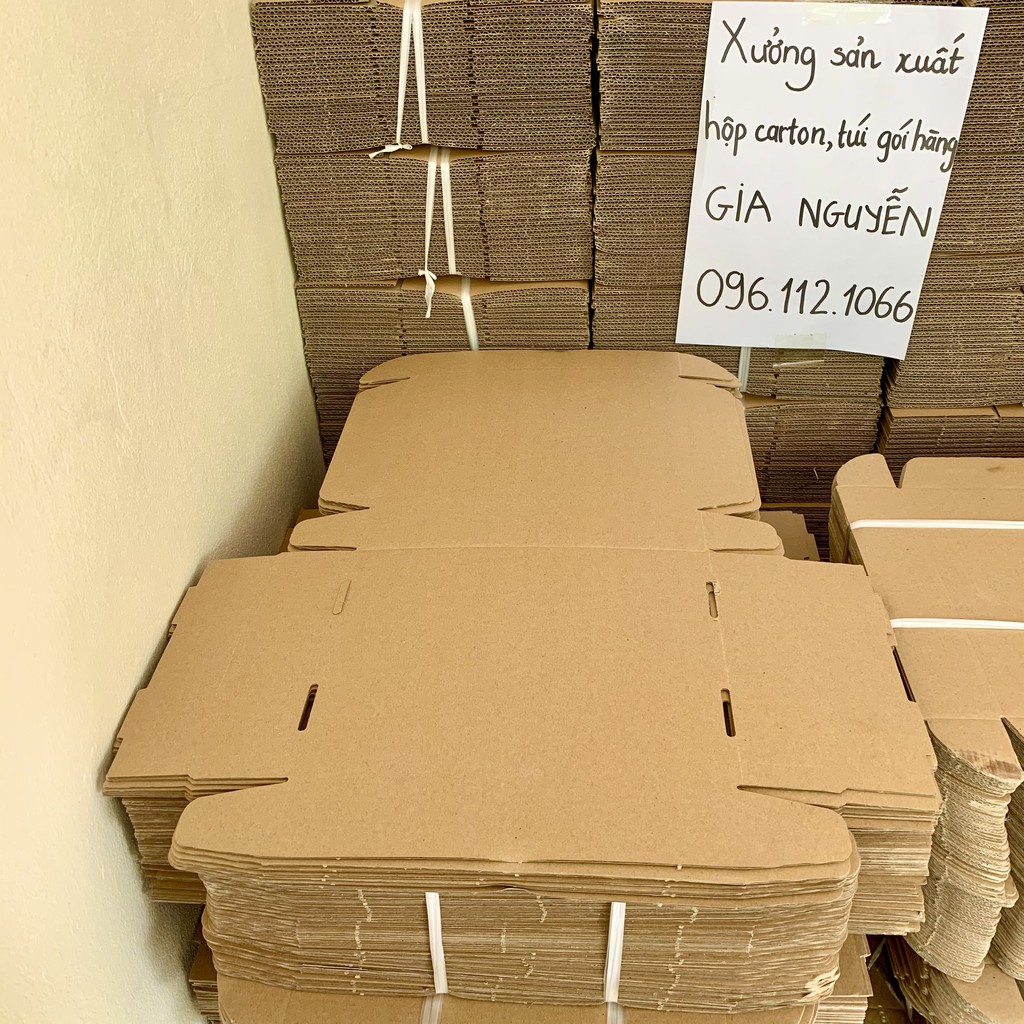 Set 50 hộp carton nắp gài, nắp cài 25x20x5 dùng đóng gói áo thun, quần áo brand, sách truyện, đồ handmade