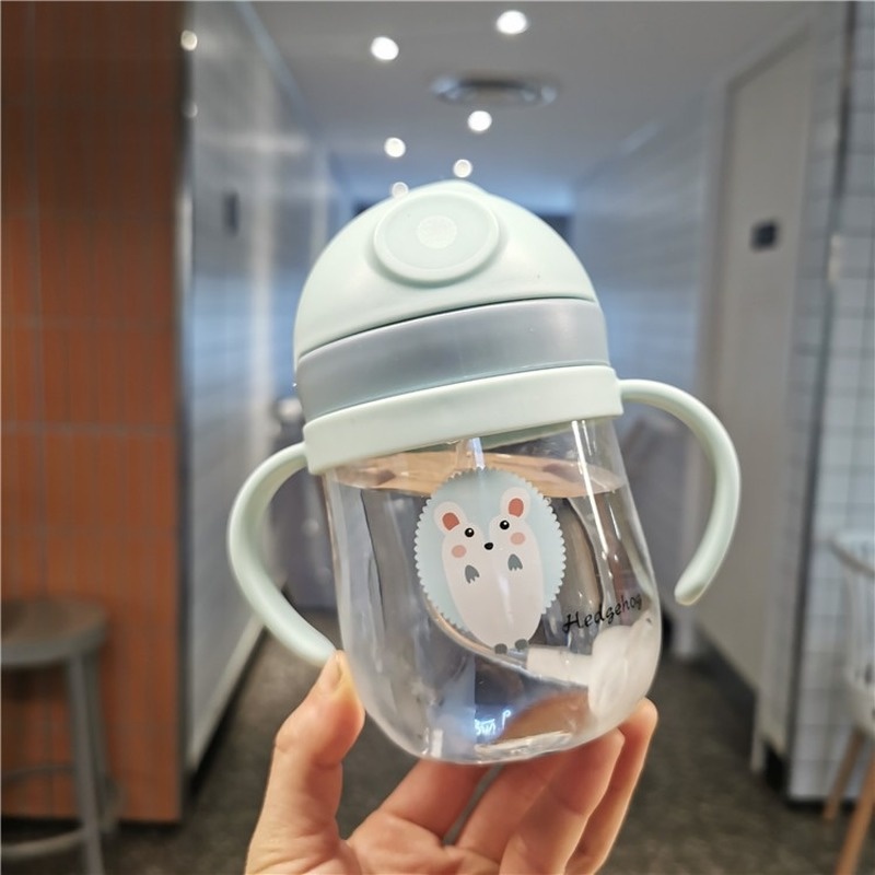 Bình Nước Có Tay Cầm Và Ống Hút Hình Giọt Nước Chống Rơi Chống Sặc MY0178 Cho Bé Sơ Sinh