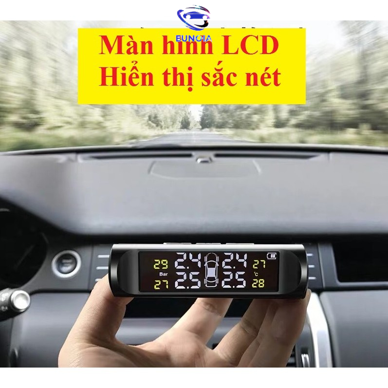 Cảm biến áp suất lốp ô tô xe hơi gắn ngoài cao cấp,Cảm Biến Áp Suất Lốp TPMS, van ngoài,màn màu, Pin mặt trời