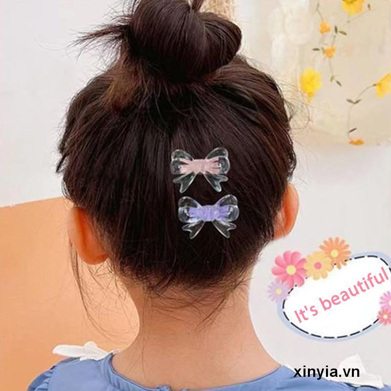 Kẹp Tóc Nơ Mini Màu Kẹo Trong Suốt Dễ Thương Cho Bé