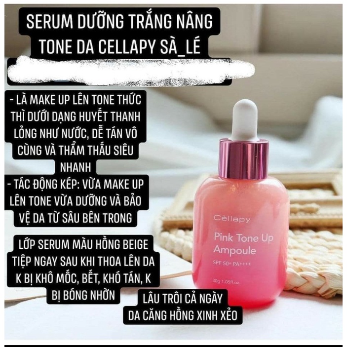 TINH CHẤT DƯỠNG TRẮNG CĂNG BÓNG , CHỐNG NẮNG,NÂNG TONE DA CELLAPY PINK TONE UP AMPOULE TỪ HÀN QUỐC | BigBuy360 - bigbuy360.vn
