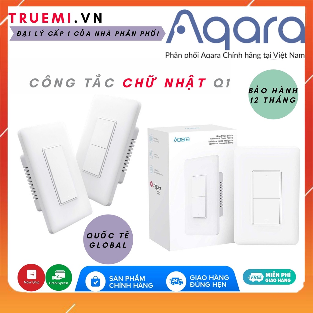 [Bản quốc tế]Công tắc Chữ Nhật âm tường Xiaomi - Aqara Smart Wall Switch chuẩn Mỹ - Hub is required -  BH 12 tháng