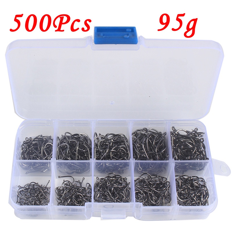 Bộ 500 Móc Câu Cá Bằng Thép carbon Cao Cấp Kèm 500 Móc