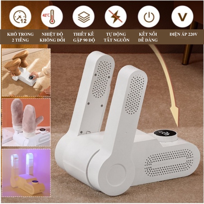 Máy Sấy Khô Đa Năng Khử Mùi Hôi, Khử Khuẩn Bằng Tia UV Dành Cho Giày Dép Khô Thoáng Trong 2 Giờ Khỏi Lo Bị Ẩm Ướt Mưa