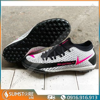 Giày Đá Bóng Thể Thao Nam Nữ Winbro Phantom X21 - Giày Đá Banh Cổ Thun Cao Cấp Trắng Đã May Full Đế