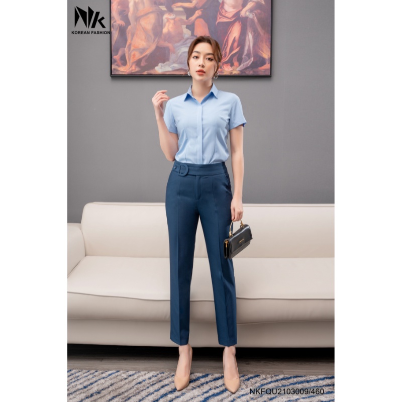 Quần Tây Nữ Công Sở NK Fashion Ống Đứng Cạp Cao Kèm Đai Bọc, Chất Liệu Nhập Hàn Siêu Mềm Mịn, Chống Nhăn Xù NKFQU2103009