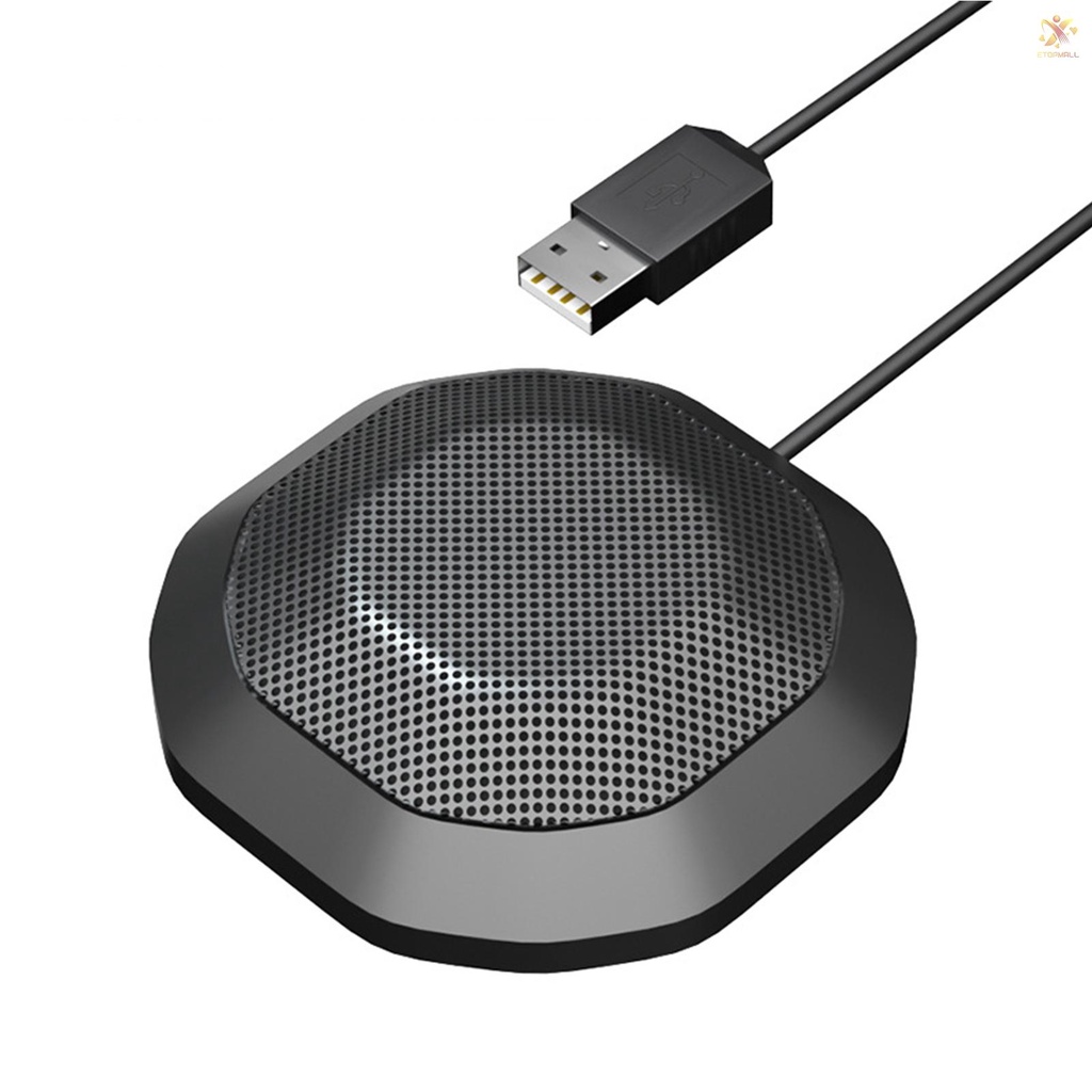 Micro Hội Nghị E-T Cổng USB Xoay 360 Độ° Bộ Micro Thu Âm Đa Hướng Không Ồn Cho PC Laptop