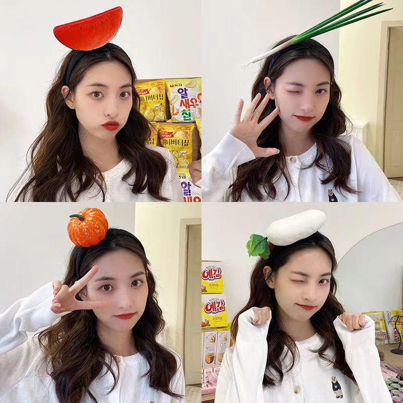 Băng đô cài tóc hình trái cây rau củ quả dưa hấu ớt cà tím vui nhộn dễ thương cho nam và nữ