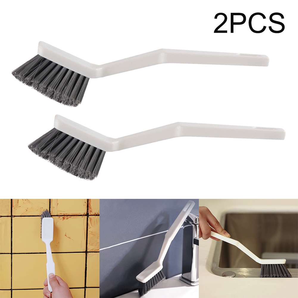 2pcs Multi-functional Bathroom Tile Durable Kitchen Household Long Handle Easy Use Corners Storage Hole Cleaning Brush