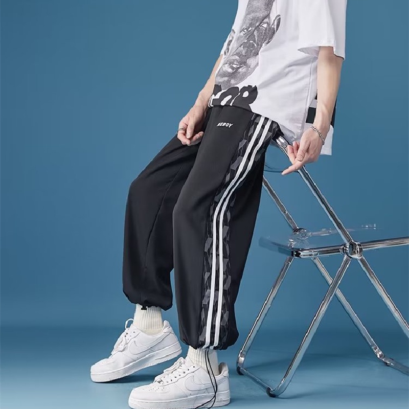 Quần harem Lưng Thun Co Giãn Dáng Rộng Viền Sọc Bên Hông Thoải Mái Phong Cách Hip Hop Đường Phố Cho Nam Cỡ Lớn M-3XL