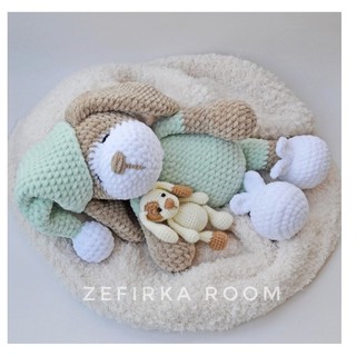 Set len móc thú diy - chó nằm ngủ