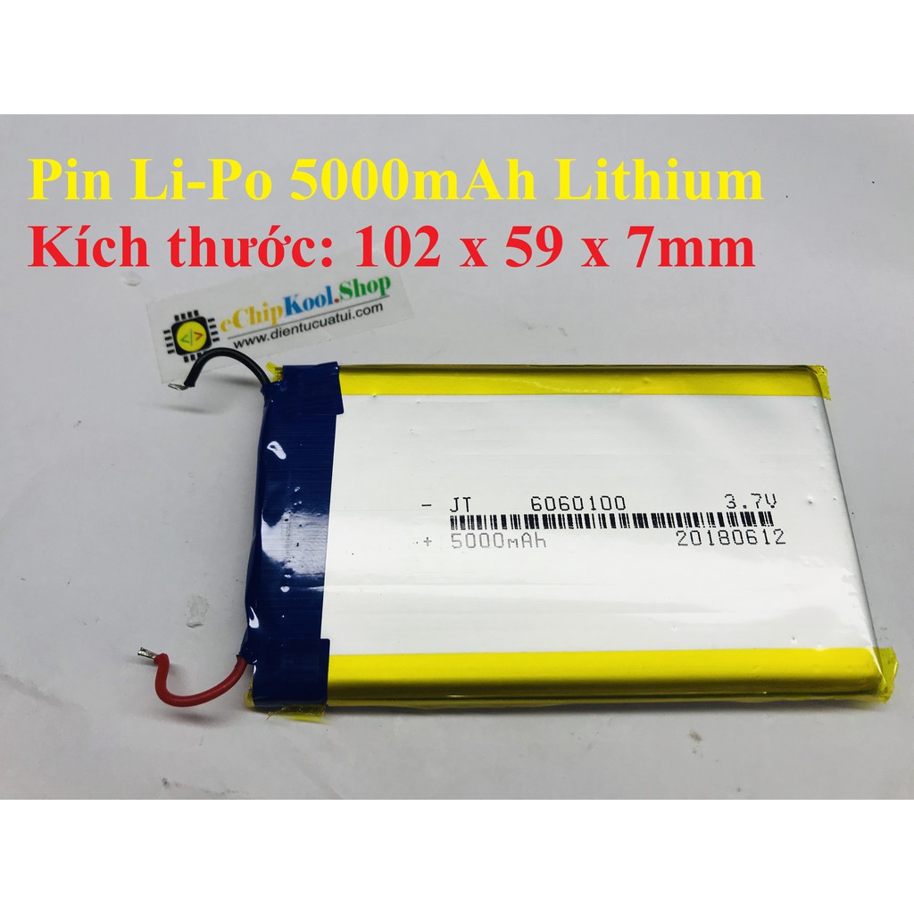 - Combo 1 viên pin Lithium 5.000mAh - Vỏ đựng nhựa - Mạch sạc