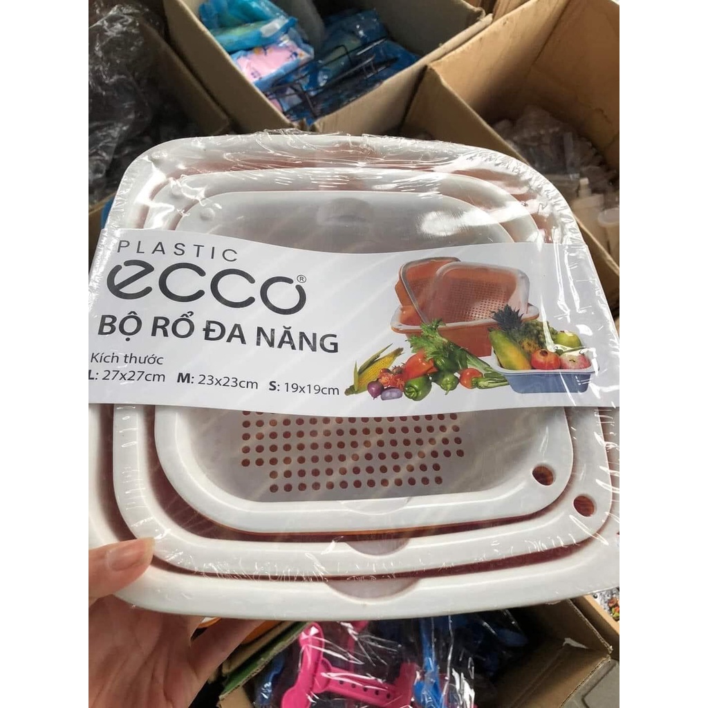 Bộ rổ đa năng set 6 món kèm chậu - Nhựa Ecco cao cấp kèm ảnh thật