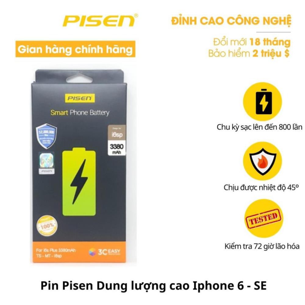 Pin PISEN Siêu cao Dragon Nội Địa cho Iphone 6,6s,6Plus,6SPlus,7,7Plus,8,8Plus - Chính hãng BH 12T