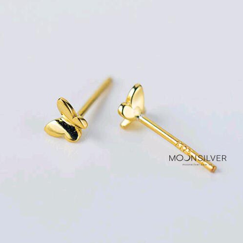 Khuyên tai bạc 925 bông tai bạc nữ nụ hình cánh bướm butterfly đẹp moonsilver