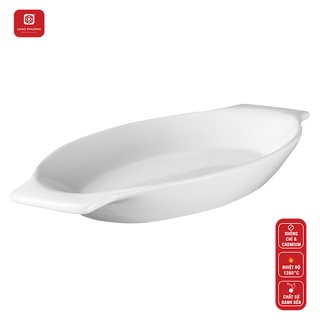 Đĩa sứ sâu lòng Long Phương dáng thuyền dài 20cm và 25cm - Có hai quai cầm tiện dụng