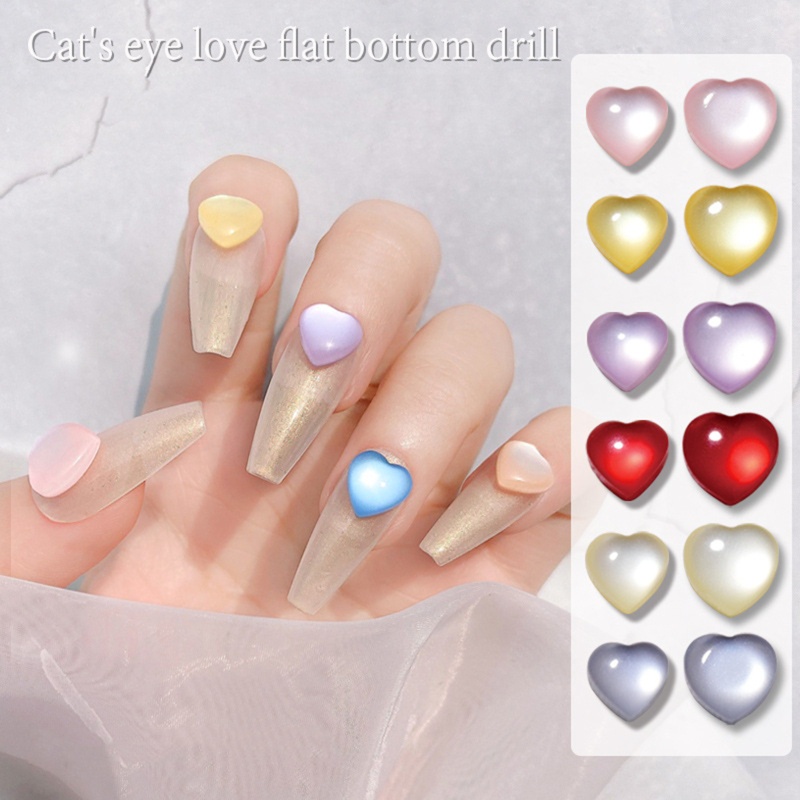 Sa Hộp Hạt Cườm Kim Cương Giả Hình Trái Tim Trang Trí Móng Tay Nghệ Thuật