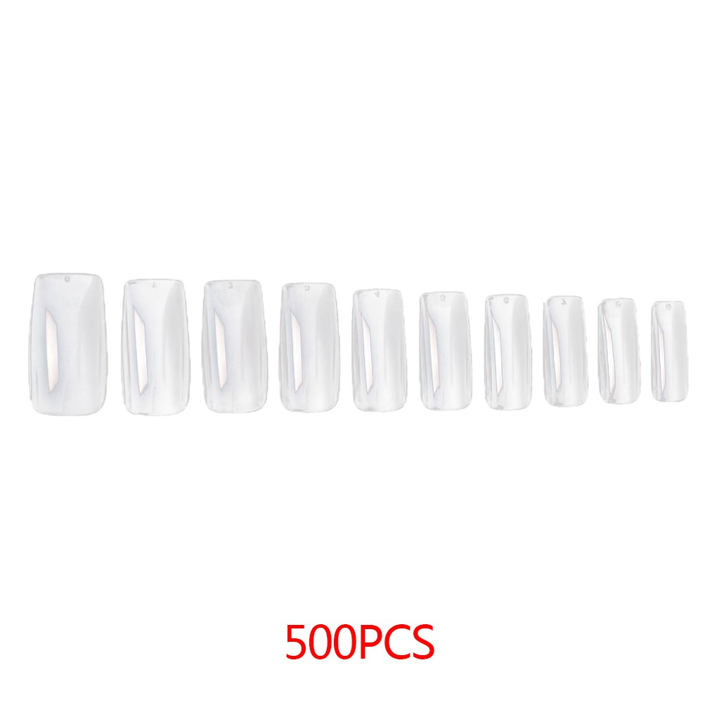Bộ 500 Móng Tay Giả Chất Liệu Nhựa Acrylic Màu Trong Suốt Dùng Trang Trí Móng Nghệ Thuật