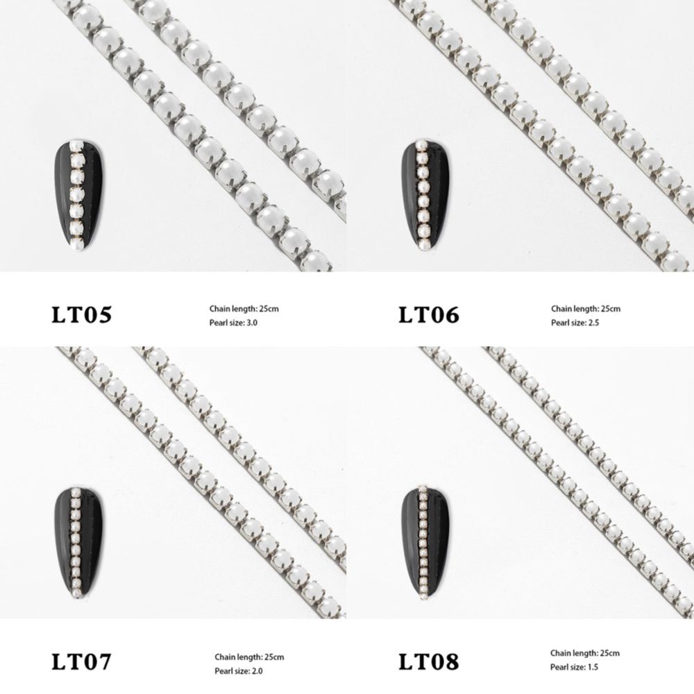 [Hàng mới về] Chuỗi Hạt Ngọc Trai 3D 25Cm Trang Trí Móng Tay Nghệ Thuật DIY Thời Trang