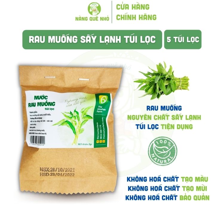 Rau Muống Sấy Lạnh The Moshav Farm Siêu Ngon Tiện Dụng Gói 5 Túi Lọc