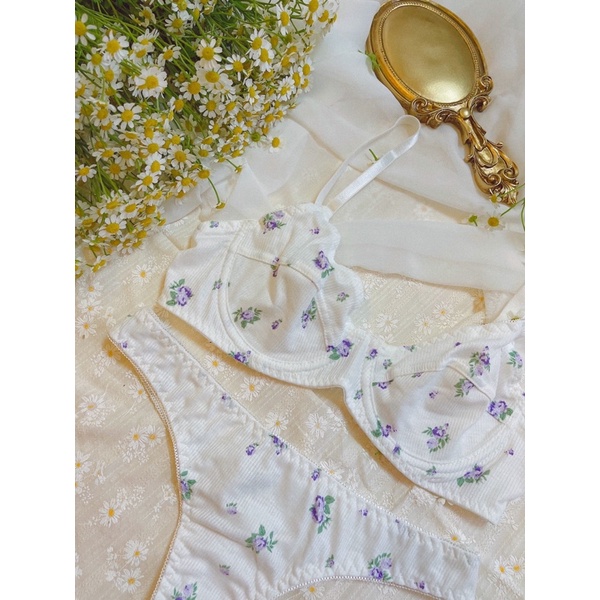 Set bra hoa nhí tím