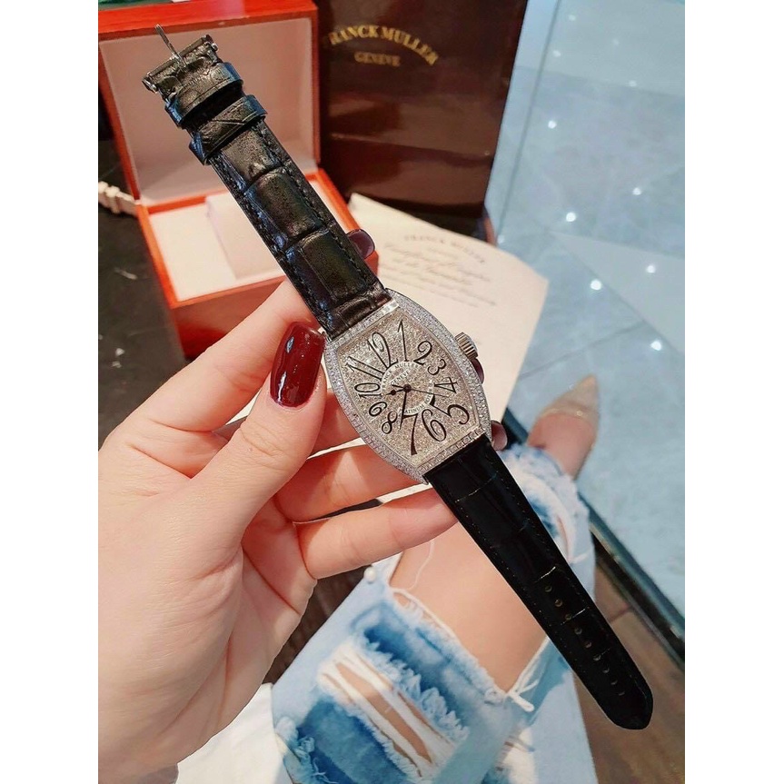 Đồng hồ FR mặt bầu viền đá, bảo hành 12 tháng