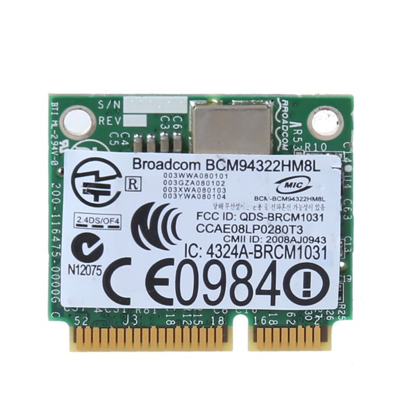 Thẻ chuyển đổi không dây BCM94322HM8L BCM94322 300Mbps 802.11a/b/g/n DW1510 Mini PCIE WiFi cho hệ thống OS