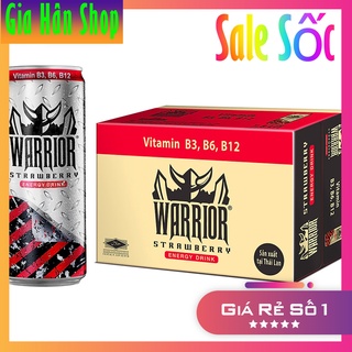 Thùng 24 Lon Nước Tăng Lực Warrior vị dâu và nho (24 lon x325ml)