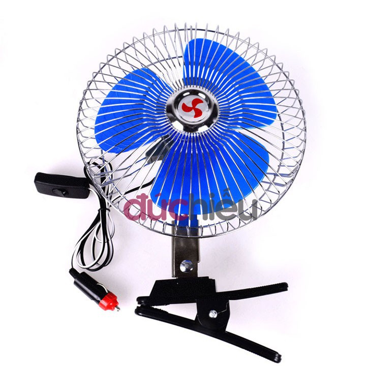 ۩△Quạt kẹp bình ắc quy 12v - 24v có công tắc đế xoay 360 độ Đức Hiếu Shop